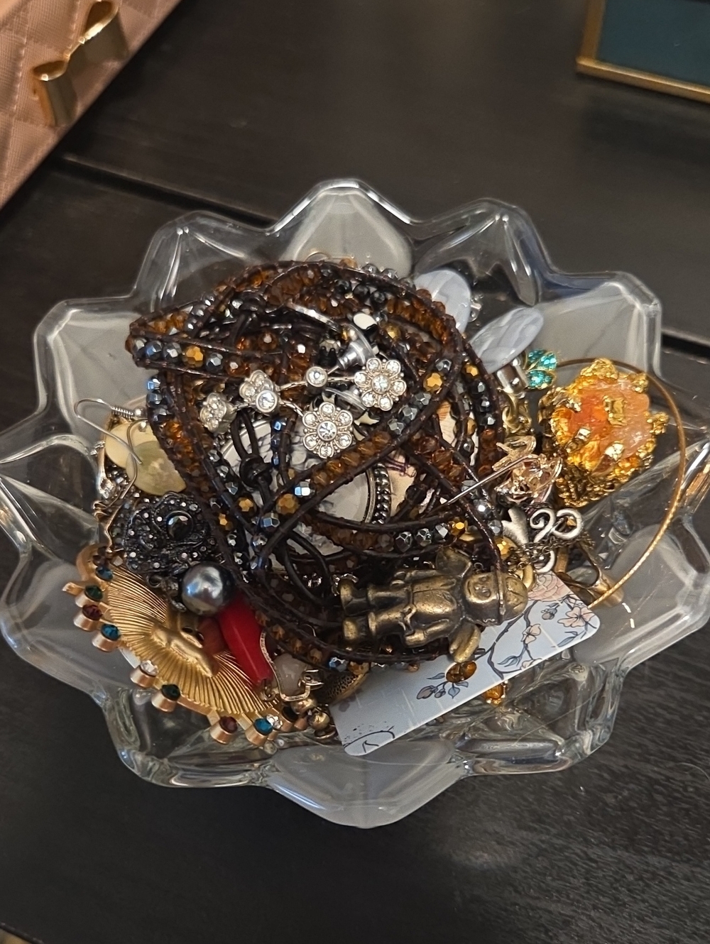 Crystal Bowl filled with jewelry